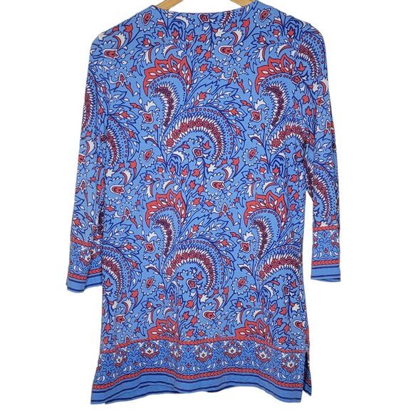 Coolibar Medium St Lucia Tunic Top UPF 50+ UV Protection Blue Floral Long Sleeve - Picture 2 of 5